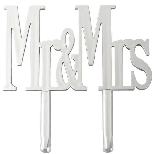 Mr and Mrs Silver Cake Topper - Click Image to Close